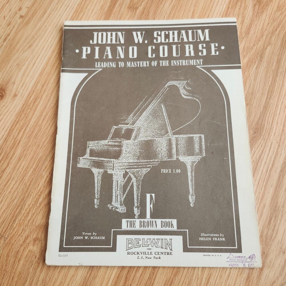 Vintage John W Schaum Piano Course F Brown Grade 4 Lesson Book Sheet Music USA